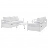 Modway Tahoe Outdoor Patio Powder-Coated Aluminum 4-Piece Set in White White - Set in Front Side Angle