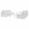 Modway Tahoe Outdoor Patio Powder-Coated Aluminum 4-Piece Set in White White - Set in Front Side Angle - Modway Tahoe Outdoor Patio Powder-Coated Aluminum 4-Piece Set in White White - Set in Front Side Angle