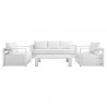 Modway Tahoe Outdoor Patio Powder-Coated Aluminum 4-Piece Set in White White - Set in Front Angle