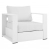 Modway Tahoe Outdoor Patio Powder-Coated Aluminum 4-Piece Set in White White - Armchair in Front Side Angle