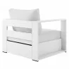 Modway Tahoe Outdoor Patio Powder-Coated Aluminum 4-Piece Set in White White - Armchair in Back Side Angle - Modway Tahoe Outdoor Patio Powder-Coated Aluminum 4-Piece Set in White White - Armchair in Back Side Angle