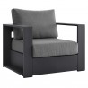 Modway Tahoe Outdoor Patio Powder-Coated Aluminum 2-Piece Armchair Set in Gray Charcoal - Front Side Angle