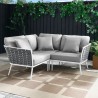 Modway Stance Outdoor Patio Aluminum Small Sectional Sofa in White Gray - Lifestyle