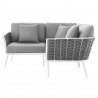Modway Stance Outdoor Patio Aluminum Small Sectional Sofa in White Gray - Side Angle