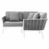 Modway Stance Outdoor Patio Aluminum Small Sectional Sofa in White Gray - Side Angle - Modway Stance Outdoor Patio Aluminum Small Sectional Sofa in White Gray - Side Angle