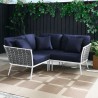 Modway Stance Outdoor Patio Aluminum Small Sectional Sofa in White Navy - Lifestyle