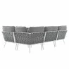 Modway Stance Outdoor Patio Aluminum Large Sectional Sofa in White Gray - Set in Back Angle - Modway Stance Outdoor Patio Aluminum Large Sectional Sofa in White Gray - Set in Back Angle