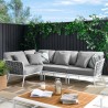 Modway Stance Outdoor Patio Aluminum Large Sectional Sofa in White Gray - Lifestyle