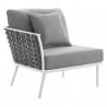 Modway Stance Outdoor Patio Aluminum Large Sectional Sofa in White Gray - Right Armchair in Front Side Angle