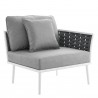 Modway Stance Outdoor Patio Aluminum Large Sectional Sofa in White Gray - Left Armchair in Front Side Angle