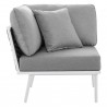 Modway Stance Outdoor Patio Aluminum Large Sectional Sofa in White Gray - Corner Chair in Side Angle