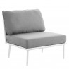 Modway Stance Outdoor Patio Aluminum Large Sectional Sofa in White Gray - Armless Chair in Front Side Angle