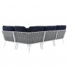 Modway Stance Outdoor Patio Aluminum Large Sectional Sofa in White Navy - Set in Back Angle
