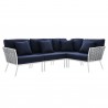 Modway Stance Outdoor Patio Aluminum Large Sectional Sofa in White Navy - Set in Front Angle