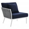 Modway Stance Outdoor Patio Aluminum Large Sectional Sofa in White Navy - Right Armchair in Front Side Angle