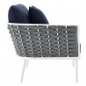 Modway Stance Outdoor Patio Aluminum Large Sectional Sofa in White Navy - Right Armchair in Side Angle