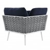 Modway Stance Outdoor Patio Aluminum Large Sectional Sofa in White Navy - Corner Chair in Back Angle