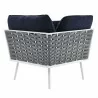 Modway Stance Outdoor Patio Aluminum Large Sectional Sofa in White Navy - Corner Chair in Back Angle - Modway Stance Outdoor Patio Aluminum Large Sectional Sofa in White Navy - Corner Chair in Back Angle