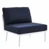 Modway Stance Outdoor Patio Aluminum Large Sectional Sofa in White Navy - Armless Chair in Front Side Angle - Modway Stance Outdoor Patio Aluminum Large Sectional Sofa in White Navy - Armless Chair in Front Side Angle