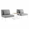 Modway Stance 3 Piece Outdoor Patio Aluminum Set in White Gray - Set in Front Side Angle - Modway Stance 3 Piece Outdoor Patio Aluminum Set in White Gray - Set in Front Side Angle