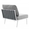 Modway Stance 3 Piece Outdoor Patio Aluminum Set in White Gray - Armless Chair in Back Side Angle