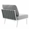 Modway Stance 3 Piece Outdoor Patio Aluminum Set in White Gray - Armless Chair in Back Side Angle - Modway Stance 3 Piece Outdoor Patio Aluminum Set in White Gray - Armless Chair in Back Side Angle