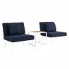 Modway Stance 3 Piece Outdoor Patio Aluminum Set in White Navy - Set in Front Side Angle - Modway Stance 3 Piece Outdoor Patio Aluminum Set in White Navy - Set in Front Side Angle