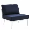 Modway Stance 3 Piece Outdoor Patio Aluminum Set in White Navy - Armless Chair in Front Side Angle - Modway Stance 3 Piece Outdoor Patio Aluminum Set in White Navy - Armless Chair in Front Side Angle