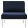 Modway Stance 3 Piece Outdoor Patio Aluminum Set in White Navy - Armless Chair in Front Angle - Modway Stance 3 Piece Outdoor Patio Aluminum Set in White Navy - Armless Chair in Front Angle
