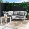 Modway Stance 4 Piece Outdoor Patio Aluminum Sectional Sofa Set in White Gray - Lifestyle