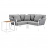Modway Stance 4 Piece Outdoor Patio Aluminum Sectional Sofa Set in White Gray - Set in Front Angle
