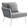 Modway Stance 4 Piece Outdoor Patio Aluminum Sectional Sofa Set in White Gray - Right Armchair in Front Side Angle