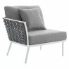 Modway Stance 4 Piece Outdoor Patio Aluminum Sectional Sofa Set in White Gray - Right Armchair in Front Side Angle - Modway Stance 4 Piece Outdoor Patio Aluminum Sectional Sofa Set in White Gray - Right Armchair in Front Side Angle