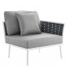 Modway Stance 4 Piece Outdoor Patio Aluminum Sectional Sofa Set in White Gray - Left Armchair in Front Side Angle