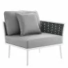 Modway Stance 4 Piece Outdoor Patio Aluminum Sectional Sofa Set in White Gray - Left Armchair in Front Side Angle - Modway Stance 4 Piece Outdoor Patio Aluminum Sectional Sofa Set in White Gray - Left Armchair in Front Side Angle