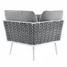 Modway Stance 4 Piece Outdoor Patio Aluminum Sectional Sofa Set in White Gray - Corner Chair in Back Angle - Modway Stance 4 Piece Outdoor Patio Aluminum Sectional Sofa Set in White Gray - Corner Chair in Back Angle