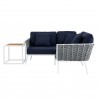 Modway Stance 4 Piece Outdoor Patio Aluminum Sectional Sofa Set in White Navy - Set in Front Angle