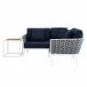 Modway Stance 4 Piece Outdoor Patio Aluminum Sectional Sofa Set in White Navy - Set in Front Angle - Modway Stance 4 Piece Outdoor Patio Aluminum Sectional Sofa Set in White Navy - Set in Front Angle