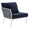 Modway Stance 4 Piece Outdoor Patio Aluminum Sectional Sofa Set in White Navy - Right Armchair in Front Side Angle