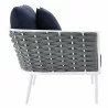 Modway Stance 4 Piece Outdoor Patio Aluminum Sectional Sofa Set in White Navy - Right Armchair in Side Angle - Modway Stance 4 Piece Outdoor Patio Aluminum Sectional Sofa Set in White Navy - Right Armchair in Side Angle