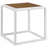 Modway Stance 7 Piece Outdoor Patio Aluminum Sectional Sofa Set in White Gray - Side Table in Front Side Angle