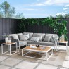 Modway Stance 7 Piece Outdoor Patio Aluminum Sectional Sofa Set in White Gray - Lifestyle