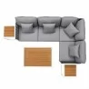 Modway Stance 7 Piece Outdoor Patio Aluminum Sectional Sofa Set in White Gray - Set in Top Angle - Modway Stance 7 Piece Outdoor Patio Aluminum Sectional Sofa Set in White Gray - Set in Top Angle