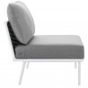 Modway Stance 7 Piece Outdoor Patio Aluminum Sectional Sofa Set in White Gray - Armless Chair in Side Angle