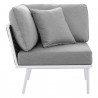 Modway Stance 7 Piece Outdoor Patio Aluminum Sectional Sofa Set in White Gray - Corner Chair in Side Angle