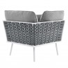 Modway Stance 7 Piece Outdoor Patio Aluminum Sectional Sofa Set in White Gray - Corner Chair in Back Angle