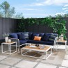 Modway Stance 7 Piece Outdoor Patio Aluminum Sectional Sofa Set in White Navy - Lifestyle