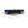 Modway Stance 7 Piece Outdoor Patio Aluminum Sectional Sofa Set in White Navy - Set in Front Angle