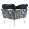 Modway Stance 7 Piece Outdoor Patio Aluminum Sectional Sofa Set in White Navy - Corner Chair in Back Angle
