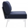 Modway Stance 7 Piece Outdoor Patio Aluminum Sectional Sofa Set in White Navy - Armless Chair in Side Angle